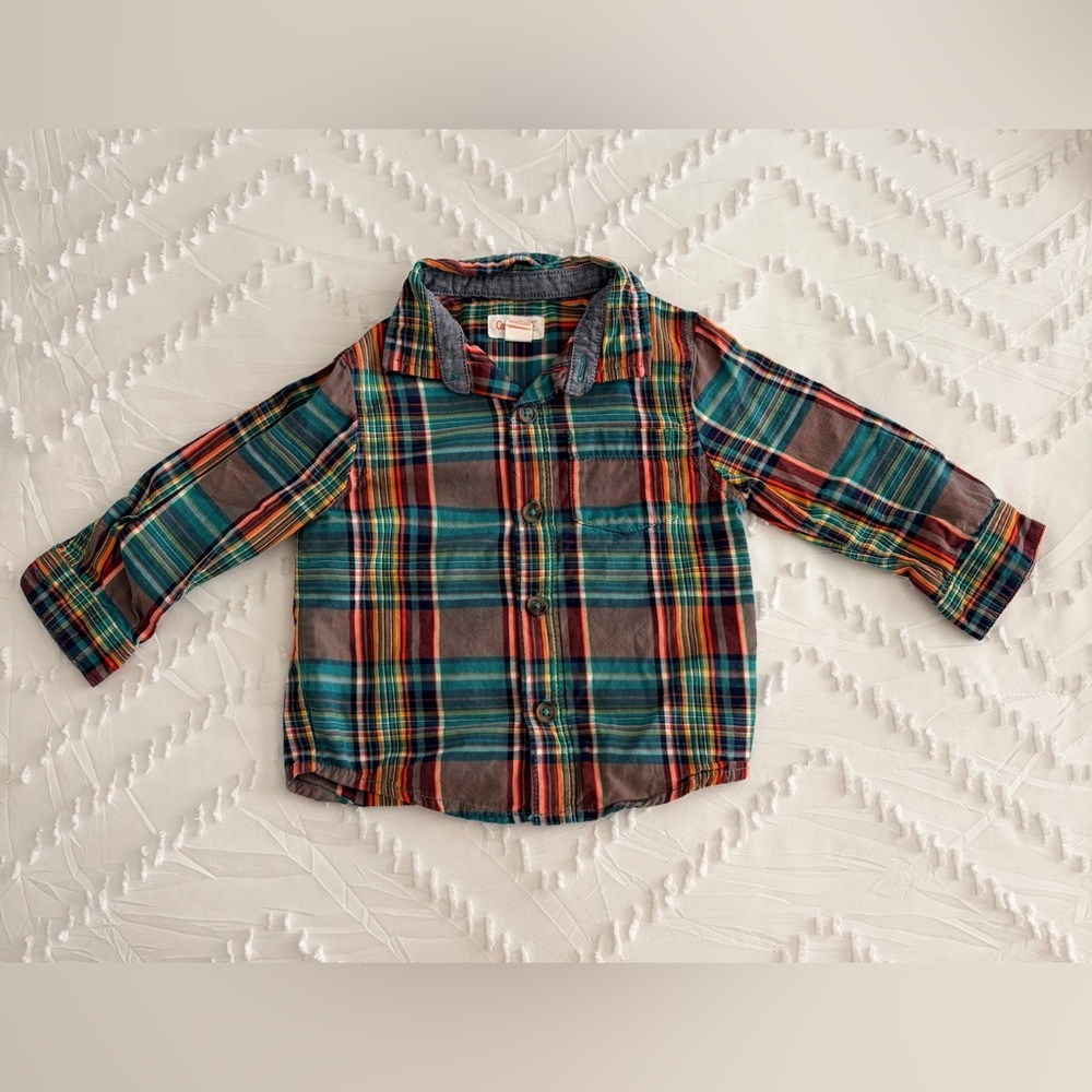 Cat & Jack Colorful Plaid Button Down Shirt